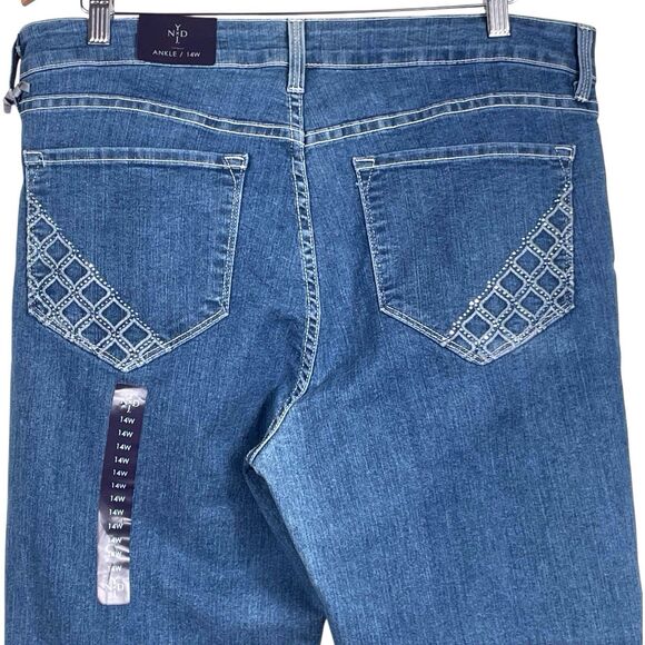 NWT NYDJ Audrey Straight Ankle Jeans Maryland Wash Size 14W Embellished Pockets - Picture 6 of 16